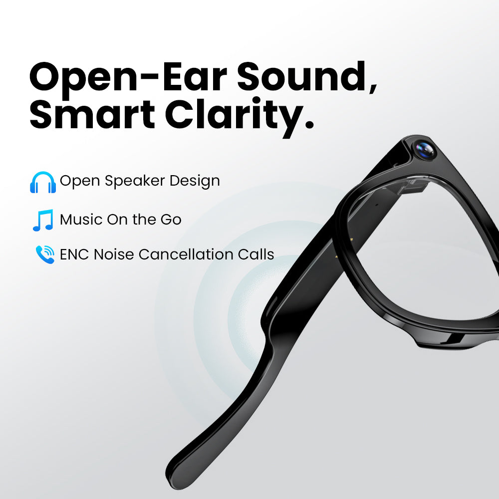 Padmate ViewMate Smart glasses with open-ear speakers for music playback, ENC noise reduction calls