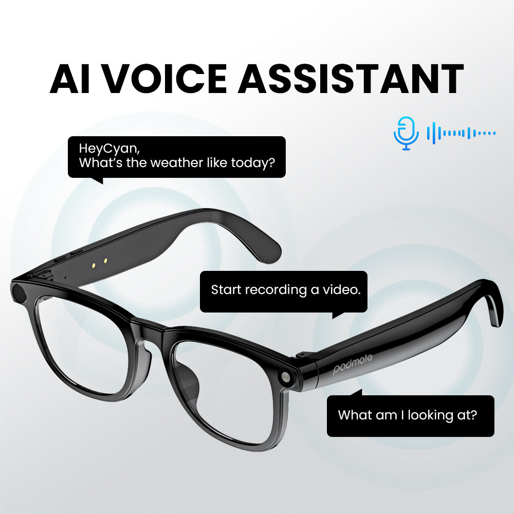 Padmate ViewMate AI Smart Camera Glasses with 1080P HD Recording & Voice Control