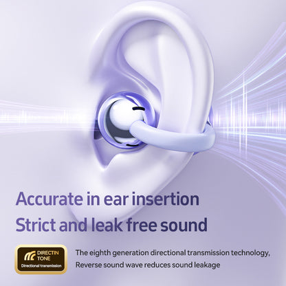 Earbud with ear illustration and text about accurate insertion and sound quality on a light purple background