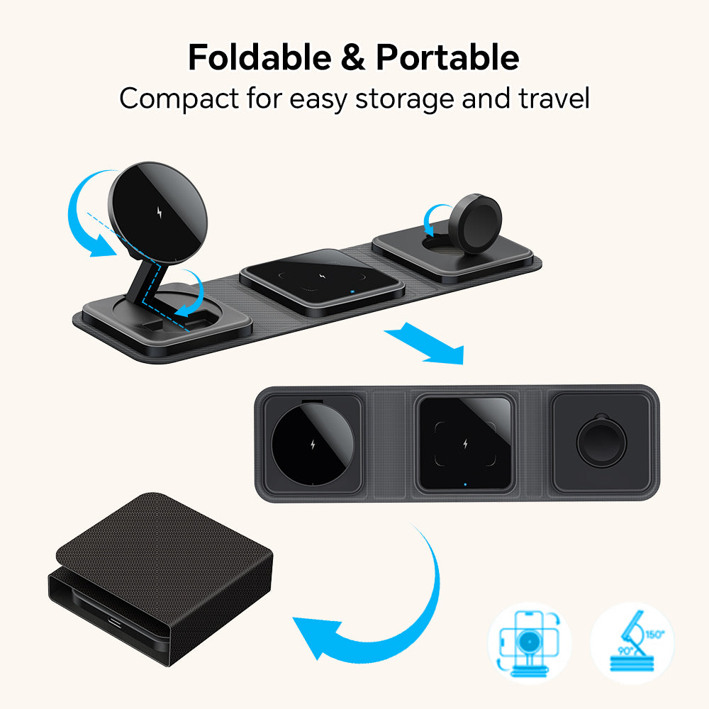 Padmate S60 3-in-1 Magnetic Wireless Charger with Adjustable Stand