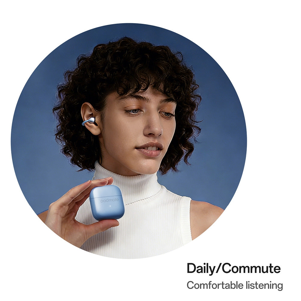 Padmate S83 Clip-On Open-Ear Earbuds | All-Day Comfort & Crystal-Clear Sound