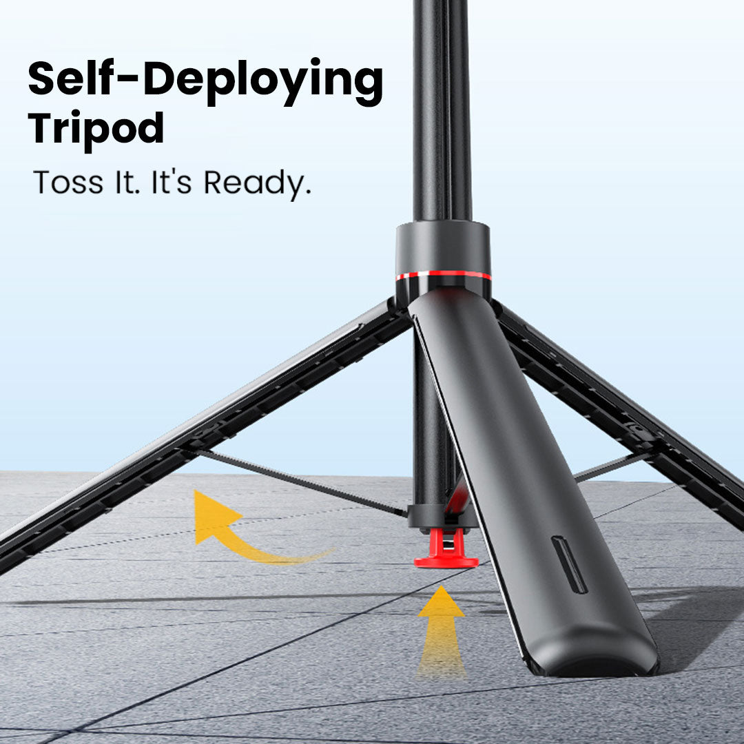Auto-open tripod legs protect your nails and make setup effortless.