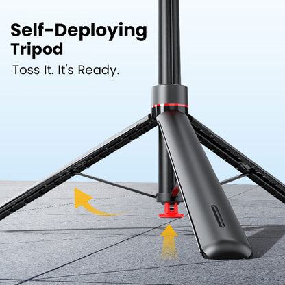 Auto-open tripod legs protect your nails and make setup effortless.