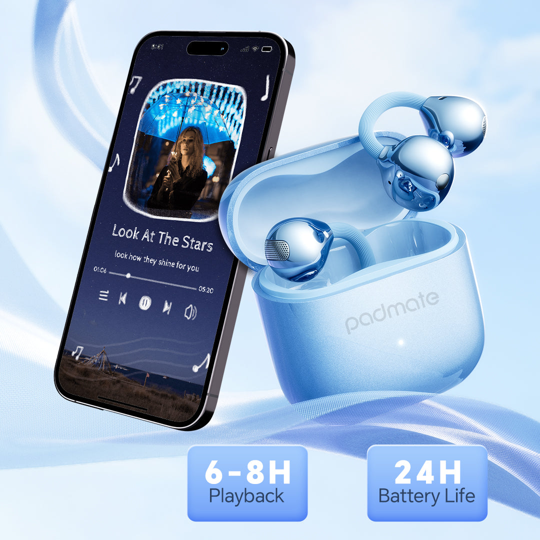 Padmate S83 Clip-On Open-Ear Earbuds | All-Day Comfort & Crystal-Clear Sound