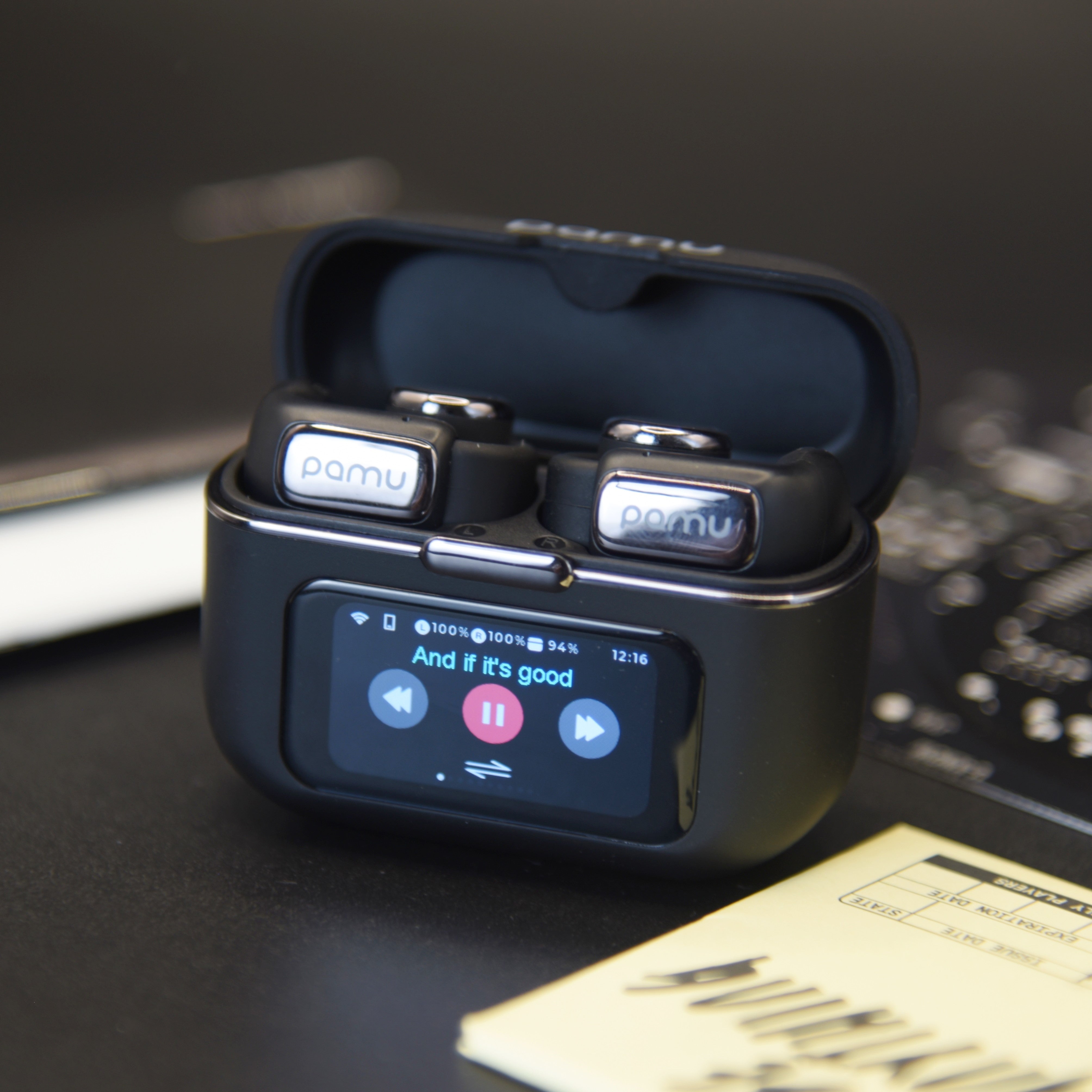 Wireless Pamu T36 earbuds featuring built-in 4GB local music storage