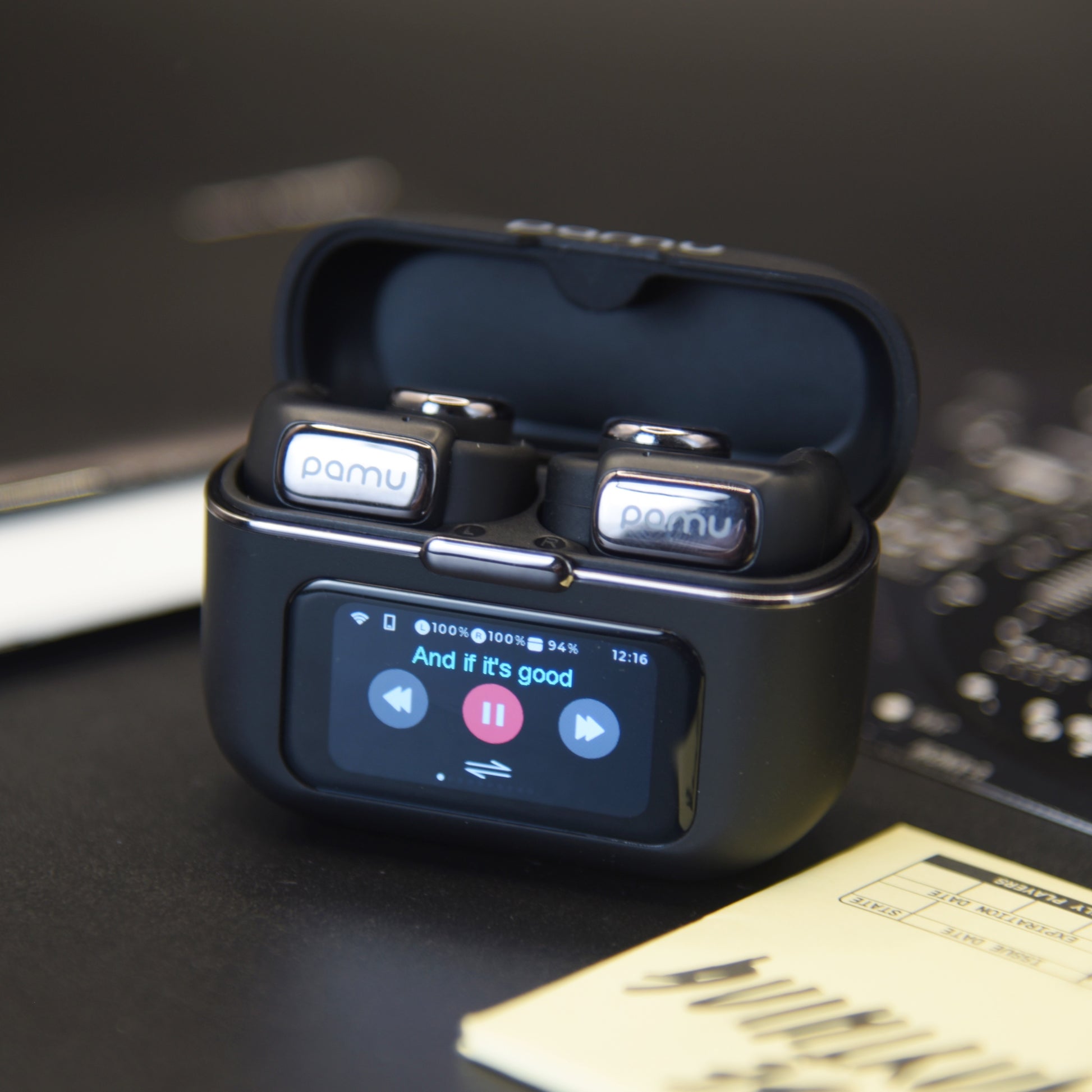 Wireless Pamu T36 earbuds featuring built-in 4GB local music storage